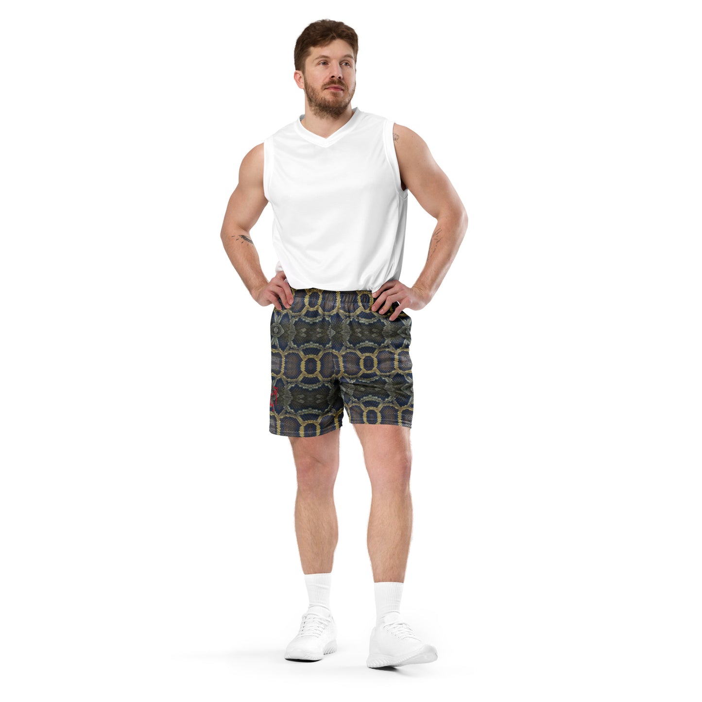 VOYOU SNAKE SKIN MESH SHORTS